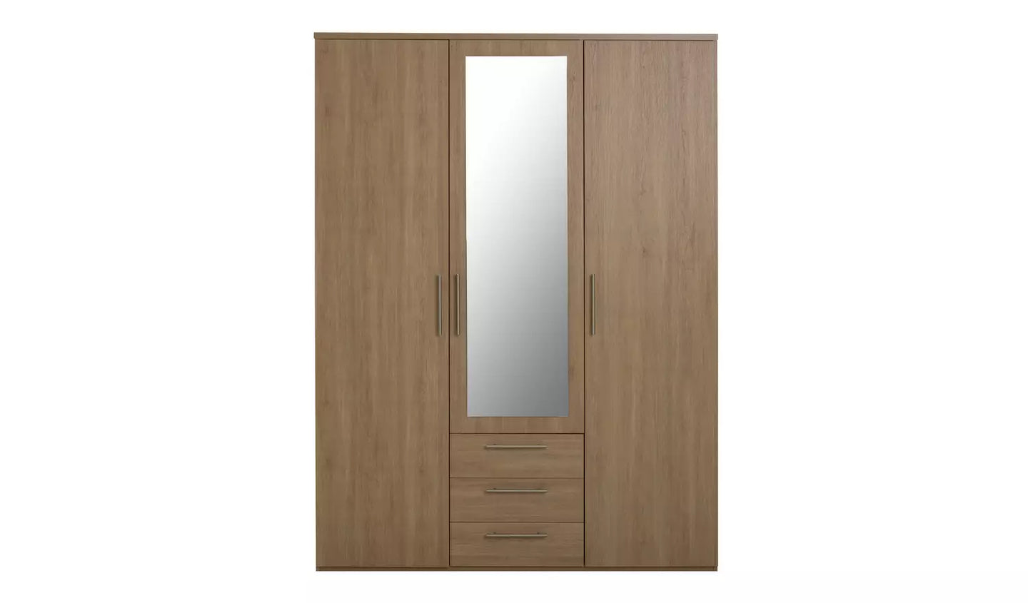 Brisbane 3 Door 3 Drawer Wardrobe – Oak